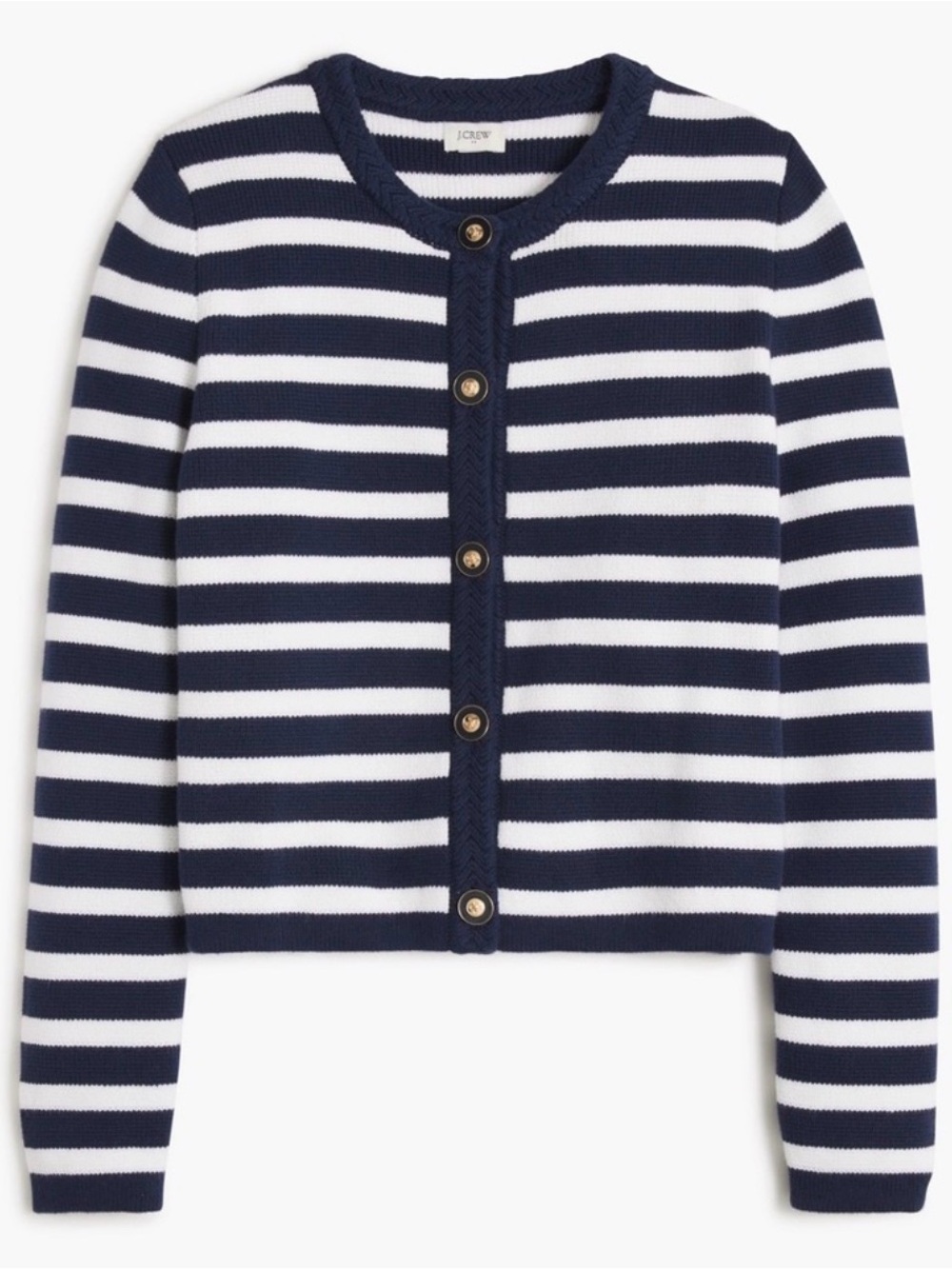J. Crew Factory Striped cotton lady jacket cardigan sweater Size L Sailor Cotton